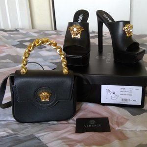 LA MEDUSA PLATFORM MULES and La Medusa Chain Crossbody Bag bundle